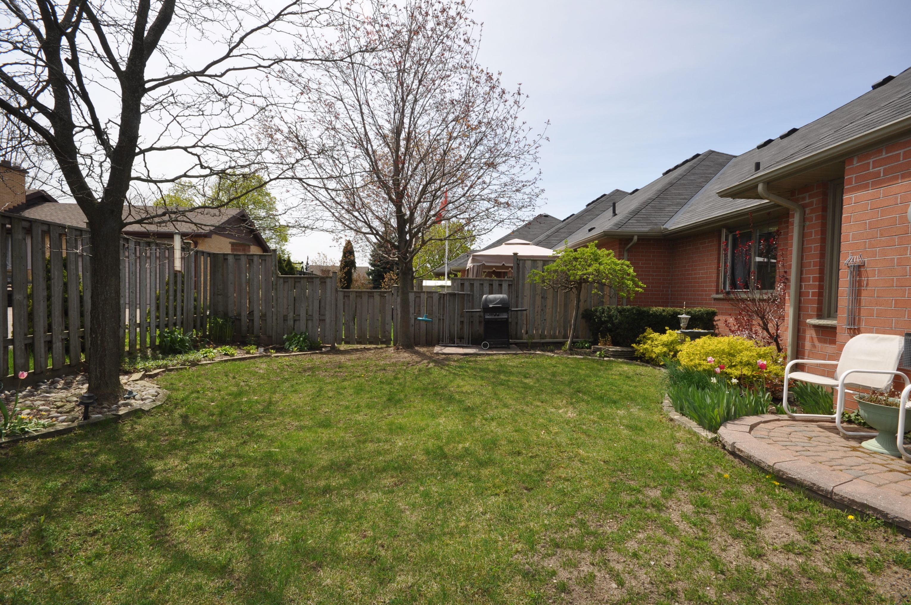 Private fenced backyard