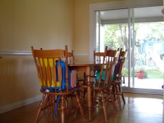 Large formal dining room with newer patio doors to the covered patio