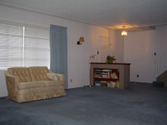 Bright, spacious living & dining room with hardwood under carpet 