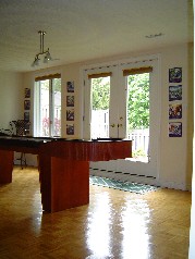 Terrace doors to the back yard from the games area in the lower level 