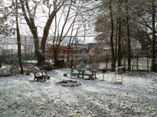 Backyard with fire pit