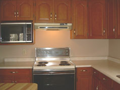 Large kitchen with centre island and lots of cupboard space