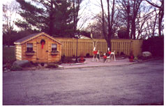 Shed decorated for Christmas