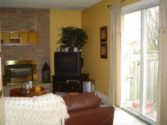  Family room with fireplace and sliding doors to backyard