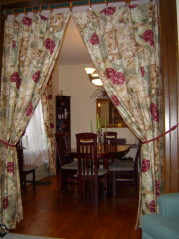 Dining room with refinished softwood plank flooring